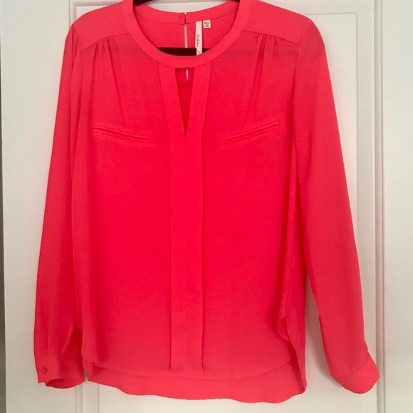 Hot Fuscia Keyhole Blouse - Picture 1 of 3
